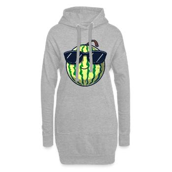 Coole Wassermelone mit Sonnenbrille, Sommerliches - Hoodie-Kleid - Grau meliert - Vorne