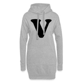 Lettre v - Sweat-shirt à capuche long Femme - gris chiné - Devant
