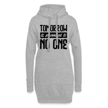 Der morgige Tag ist niemandem versprochen - durchdachtes Design - Hoodie-Kleid - Grau meliert - Vorne