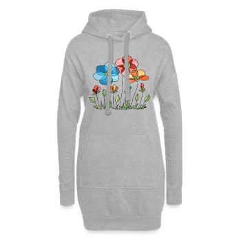 Blumen - Hoodie-Kleid - Grau meliert - Vorne