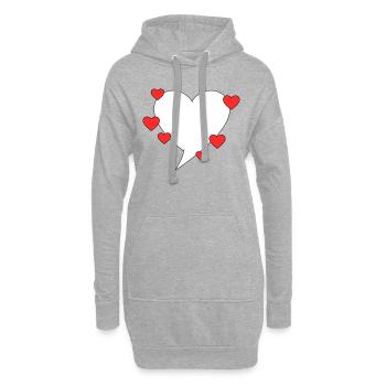 Sprechblase mit Herzen - Hoodie-Kleid - Grau meliert - Vorne