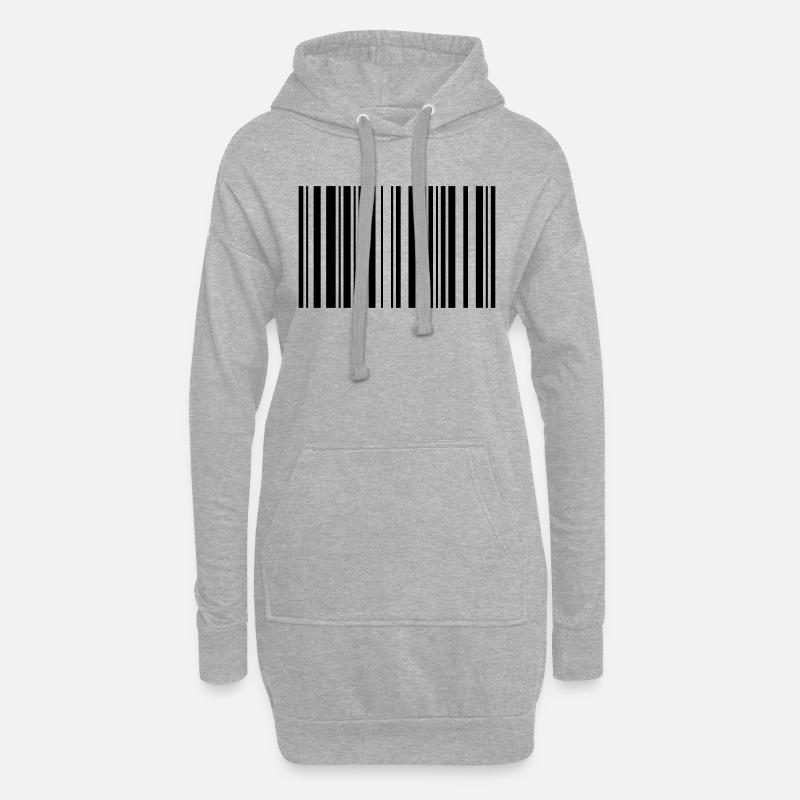 barcode - Hoodie-Kleid - Grau meliert