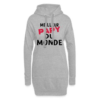 meilleur papy dU MONDE - Sweat-shirt à capuche long Femme - gris chiné - Devant