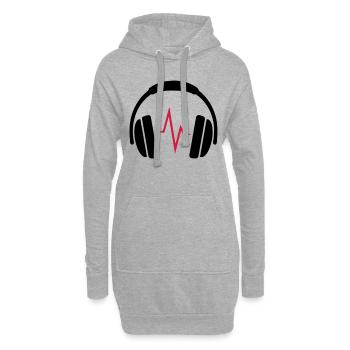 Casque DJ Beat - Sweat-shirt à capuche long Femme - gris chiné - Devant