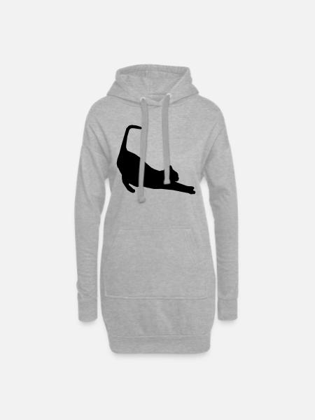 cat - Hoodie Dress - heather grey