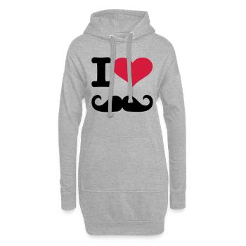 Mustache - Hoodie Dress - heather grey - Front
