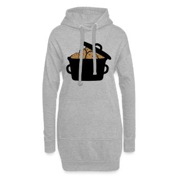 casserole casserole de nombreux tas de pommes de terre - Sweat-shirt à capuche long Femme - gris chiné - Devant
