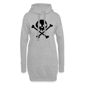 tete de mort pirat tribal skull in a funny comics - Sweat-shirt à capuche long Femme - gris chiné - Devant