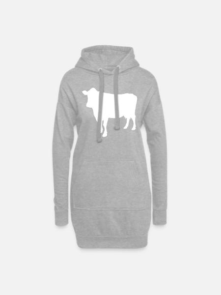 cow - Hoodie Dress - heather grey