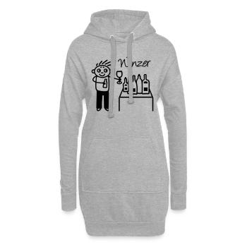 Winzer mit Wein - Hoodie-Kleid - Grau meliert - Vorne