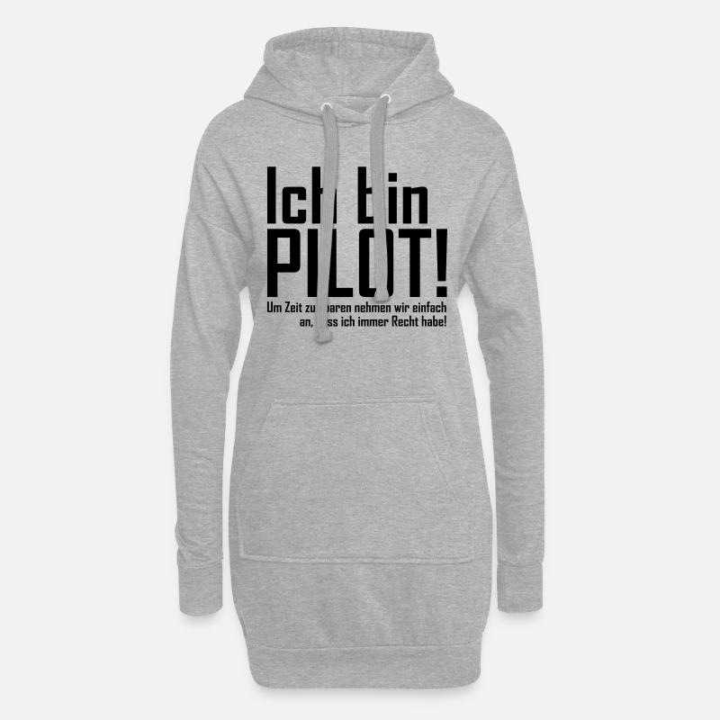ich bin pilot - Hoodie-Kleid - Grau meliert