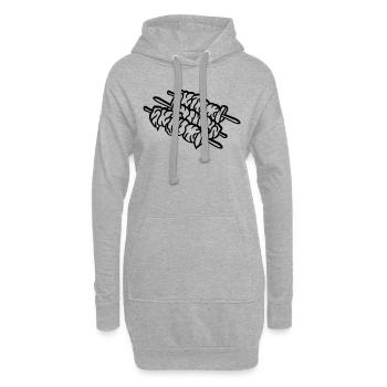 brochettes kebab viande tige de tige grill - Sweat-shirt à capuche long Femme - gris chiné - Devant