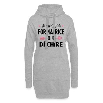 Je Suis Une Formatrice Qui Déchire Cadeau Drôle - Sweat-shirt à capuche long Femme - gris chiné - Devant