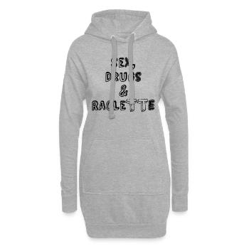 Sex, Drugs & Raclette - Sweat-shirt à capuche long Femme - gris chiné - Devant