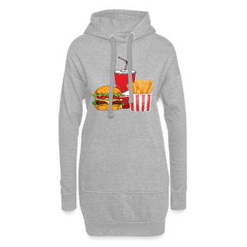 Burger, soda, frites! - Sweat-shirt à capuche long Femme - gris chiné - Devant