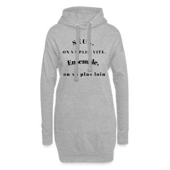 SEUL ON VA PLUS VITE - Sweat-shirt à capuche long Femme - gris chiné - Devant