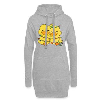 Canards Lumières de Noël - Sweat-shirt à capuche long Femme - gris chiné - Devant