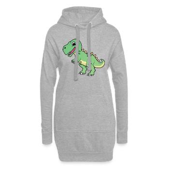 Dinosaurier | T-rex | Tyrannosaurus | süß | Kind - Hoodie-Kleid - Grau meliert - Vorne