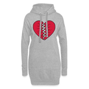 Herz gebrochen Design - Hoodie-Kleid - Grau meliert - Vorne