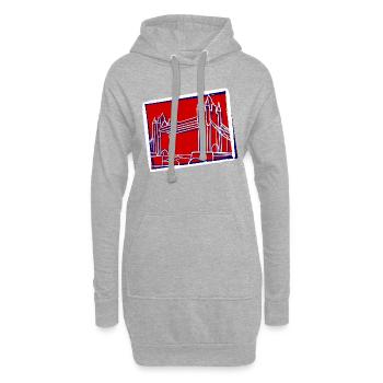 Tower Bridge Illustration - Hoodie-Kleid - Grau meliert - Vorne