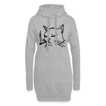 Smoking Cat Line Art - Sweat-shirt à capuche long Femme - gris chiné - Devant