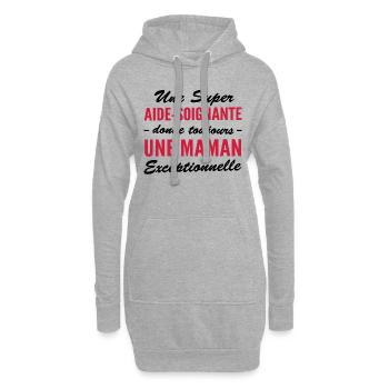 super aide-soignante - maman exceptionnelle - Sweat-shirt à capuche long Femme - gris chiné - Devant