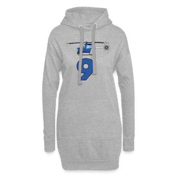 Hélicoptère 9e anniversaire - Sweat-shirt à capuche long Femme - gris chiné - Devant