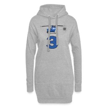 Hélicoptère 3ème anniversaire - Sweat-shirt à capuche long Femme - gris chiné - Devant
