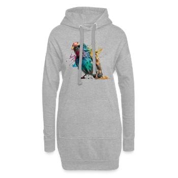 Bunter kleiner Vogel Splash Art Design - für alle - Hoodie-Kleid - Grau meliert - Vorne