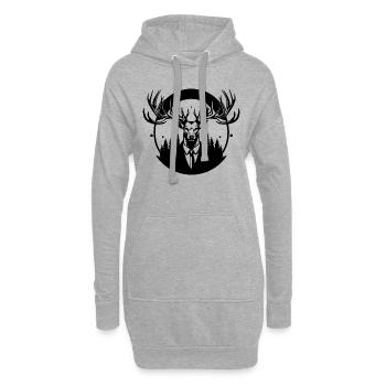 Patron Hirsch - Sweat-shirt à capuche long Femme - gris chiné - Devant