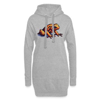 Pfeilgiftfrosch in cooler retro Pixelgrafik - Hoodie-Kleid - Grau meliert - Vorne