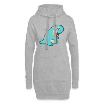 hugadino Dino isst Eiscreme, süßer Dinosaurier - Hoodie-Kleid - Grau meliert - Vorne