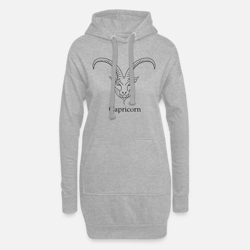 Sternzeichen - Steinbock - Hoodie-Kleid - Grau meliert