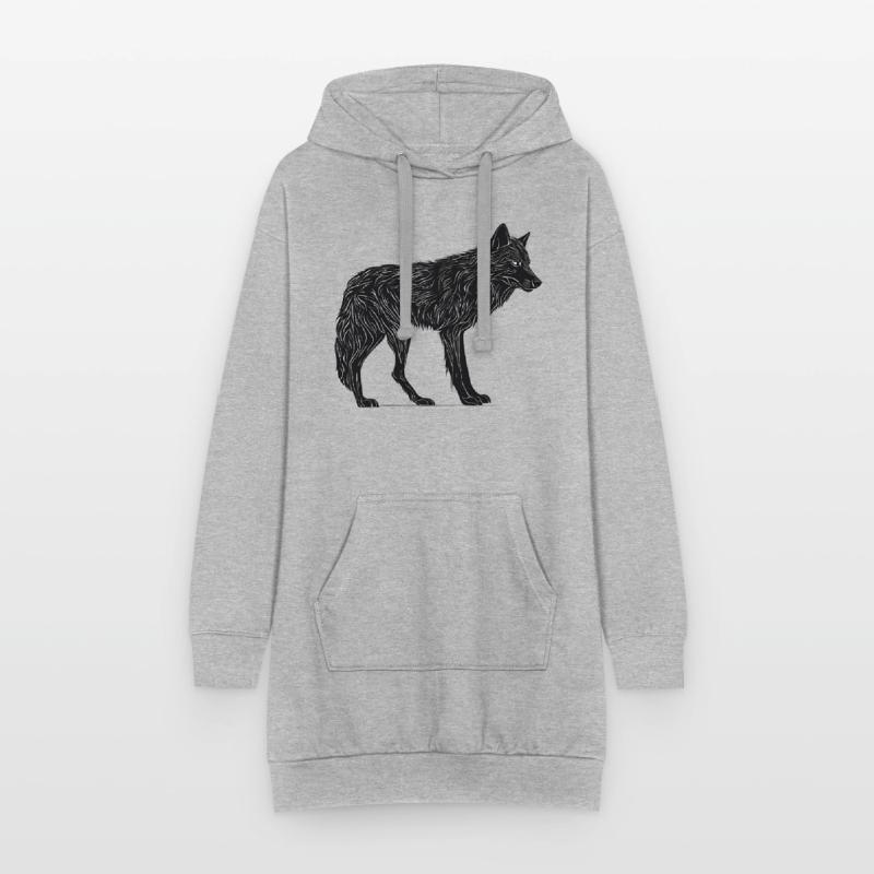 Wilder Wolf - Schwarzer Wolf T-Shirt oder Pullover Hoodie-Kleid