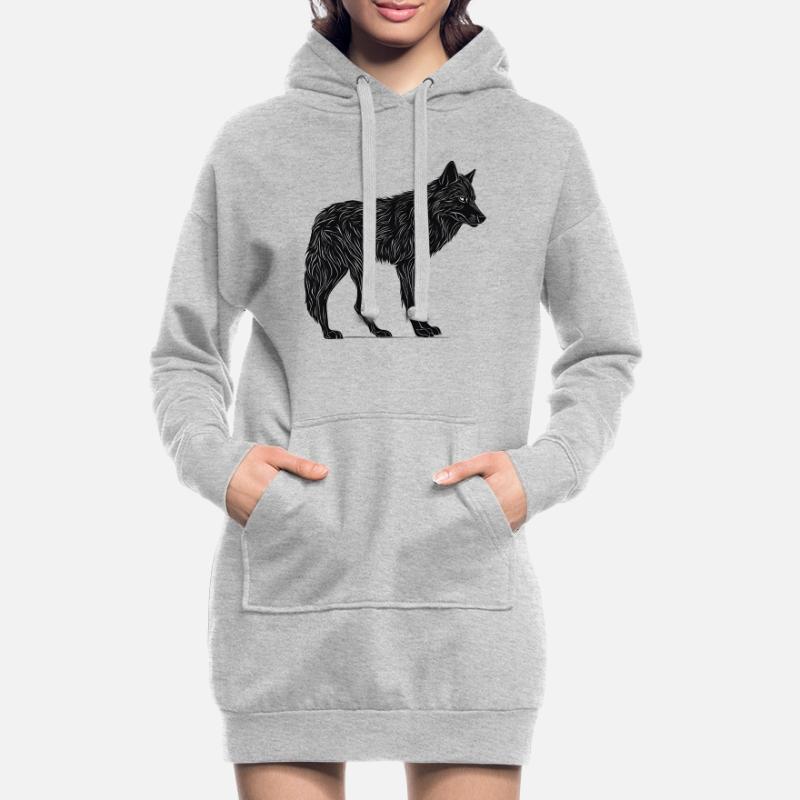 Wilder Wolf - Schwarzer Wolf T-Shirt oder Pullover Hoodie-Kleid