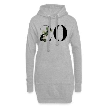 Numéro 20 floral vert -20e anniversaire floral - Sweat-shirt à capuche long Femme - gris chiné - Devant