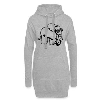 Elefant Spielt Gitarre Musik Party Band Gitarrist - Hoodie-Kleid - Grau meliert - Vorne