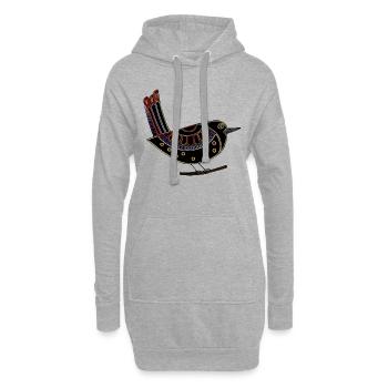Bunter Vogel - Hoodie-Kleid - Grau meliert - Vorne