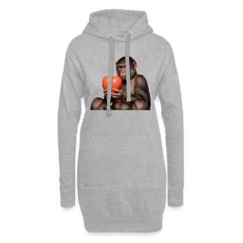 Affe mit einem Herz - Hoodie-Kleid - Grau meliert - Vorne