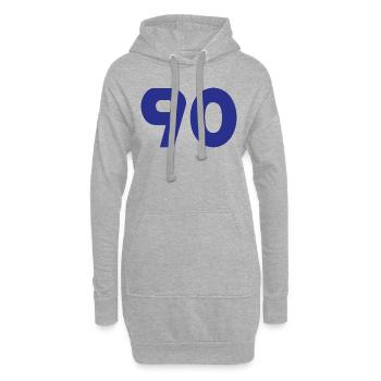 90. 90 ANS. 90e ANNIVERSAIRE. ANNIVERSAIRE 90 ANS. - Sweat-shirt à capuche long Femme - gris chiné - Devant
