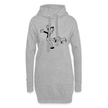 Chien dangereux mord l’homme Douleur au pied Attaque - Sweat-shirt à capuche long Femme - gris chiné - Devant