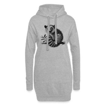 Lémuriens - Sweat-shirt à capuche long Femme - gris chiné - Devant