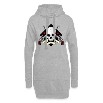 Skull mit Waffen - Hoodie-Kleid - Grau meliert - Vorne