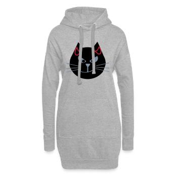 Katze mit Teufelshörnern - Hoodie-Kleid - Grau meliert - Vorne