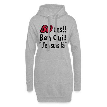 50 ans / anniversaire 50 ans / t-shirt 50 ans - Sweat-shirt à capuche long Femme - gris chiné - Devant