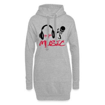 music_49 - Sweat-shirt à capuche long Femme - gris chiné - Devant