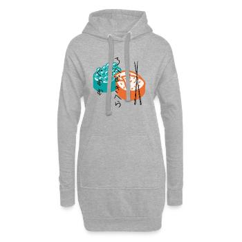 Sushi Hmm Miam - Sweat-shirt à capuche long Femme - gris chiné - Devant