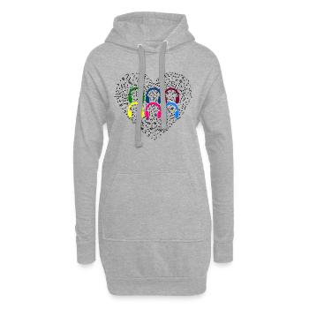 Love Musik - Hoodie-Kleid - Grau meliert - Vorne
