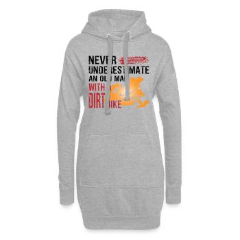 Never Underestimate With A Dirt Bike - Hoodie-Kleid - Grau meliert - Vorne