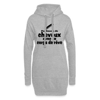 pas besoin de cheveux - Sweat-shirt à capuche long Femme - gris chiné - Devant